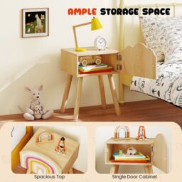 Costway Nightstand Set of 2 Cute End Tables w/ Rainbow Patterns in Natural - thumbnail 6