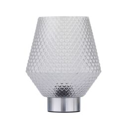 First Choice Lighting Set of 2 Porter - Battery Operated Chrome Lamps Clear Textured Glass in Silver - thumbnail 2