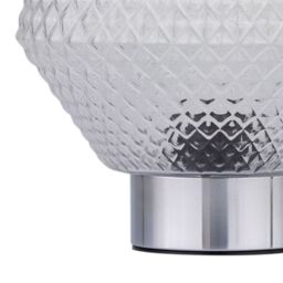 First Choice Lighting Set of 2 Porter - Battery Operated Chrome Lamps Clear Textured Glass in Silver - thumbnail 5