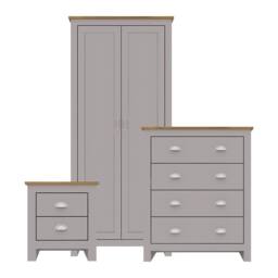 Lemon Pavilion Furniture Lancaster Bedroom Set - MDF - L49.4 x W79 x H180 cm - Grey/Oak in Grey - Size: 1 Pack