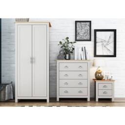 Lemon Pavilion Furniture Lancaster Bedroom Set - MDF - L49.4 x W79 x H180 cm - Grey/Oak in Grey - Size: 1 Pack - thumbnail 2