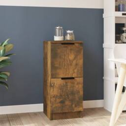 Berkfield Home Sideboard Smoked Oak 30x30x70 cm Engineered Wood in Brown - Size: 30 x 30 x 70 cm - thumbnail 2