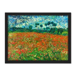 "Artery8 Wall Art Print Vincent Van Gogh Poppy Field Large Framed Wall Décor Art in Brown - Size: W18"" x H24""" - thumbnail 1