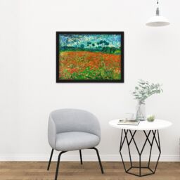"Artery8 Wall Art Print Vincent Van Gogh Poppy Field Large Framed Wall Décor Art in Brown - Size: W18"" x H24""" - thumbnail 2