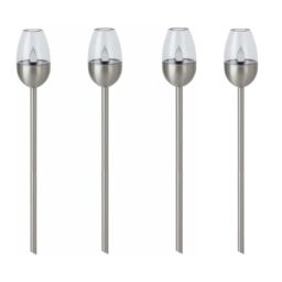 Marco Paul 4pc Flame Effect LED Solar Torch Light in Silver - thumbnail 2