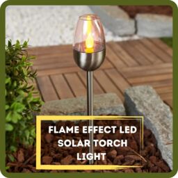 Marco Paul 4pc Flame Effect LED Solar Torch Light in Silver - thumbnail 5