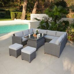 Hadley U Shape 7 Seater Garden Sofa Set with Rising Table - thumbnail 1