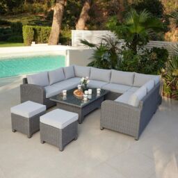 Hadley U Shape 7 Seater Garden Sofa Set with Rising Table - thumbnail 3
