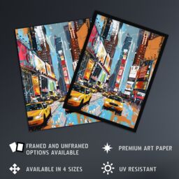 "Artery8 Taxi on Broadway New York City Painting Wall Art Print - Size: W24"" x H32""" - thumbnail 2