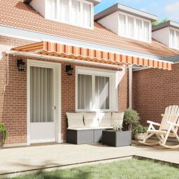 Berkfield Home Retractable Awning Multicolour & Yellow & Orange & White - thumbnail 3