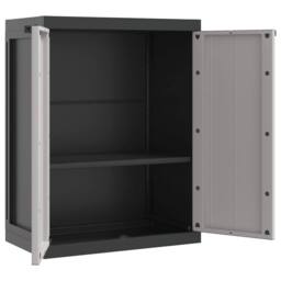Berkfield Home Outdoor Storage Cabinet Grey & Black 65x37x85 cm PP - Size: 65 x 37 x 85 cm - thumbnail 6