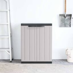 Berkfield Home Outdoor Storage Cabinet Grey & Black 65x37x85 cm PP - Size: 65 x 37 x 85 cm - thumbnail 3