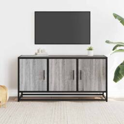 Berkfield Home TV Cabinet Grey Sonoma 100x35x50 cm Engineered Wood & Metal - Size: 100 x 35 x 50 cm - thumbnail 3