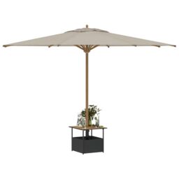 Berkfield Home Garden Table with Parasol Hole Black 55x55x46.5 cm Poly Rattan - thumbnail 4