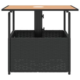 Berkfield Home Garden Table with Parasol Hole Black 55x55x46.5 cm Poly Rattan - thumbnail 5