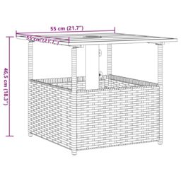 Berkfield Home Garden Table with Parasol Hole Black 55x55x46.5 cm Poly Rattan - thumbnail 9