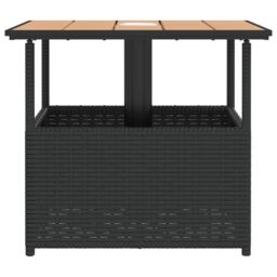 Berkfield Home Garden Table with Parasol Hole Black 55x55x46.5 cm Poly Rattan - thumbnail 6