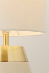 ValueLights Hurst Bulbous Touch Table Lamp with matching Drum Lamp Shade in Cream - thumbnail 4
