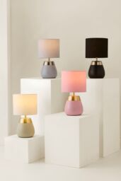 ValueLights Hurst Bulbous Touch Table Lamp with matching Drum Lamp Shade in Cream - thumbnail 7