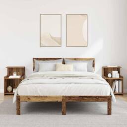 Berkfield Home Modern Bedside Tables - 2 Pack - Old Wood - 40 x 35 x 60 cm - Eng in Brown - thumbnail 2
