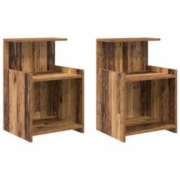 Berkfield Home Modern Bedside Tables - 2 Pack - Old Wood - 40 x 35 x 60 cm - Eng in Brown - thumbnail 3