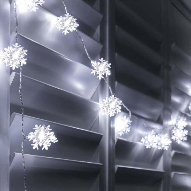 Globrite Snowflake Fairy Lights Christmas Decorations with 2 Modes 80 LED in White - image 1
