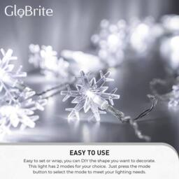 Globrite Snowflake Fairy Lights Christmas Decorations with 2 Modes 80 LED in White - thumbnail 3