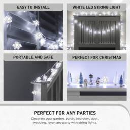 Globrite Snowflake Fairy Lights Christmas Decorations with 2 Modes 80 LED in White - thumbnail 4