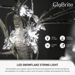 Globrite Snowflake Fairy Lights Christmas Decorations with 2 Modes 80 LED in White - thumbnail 2