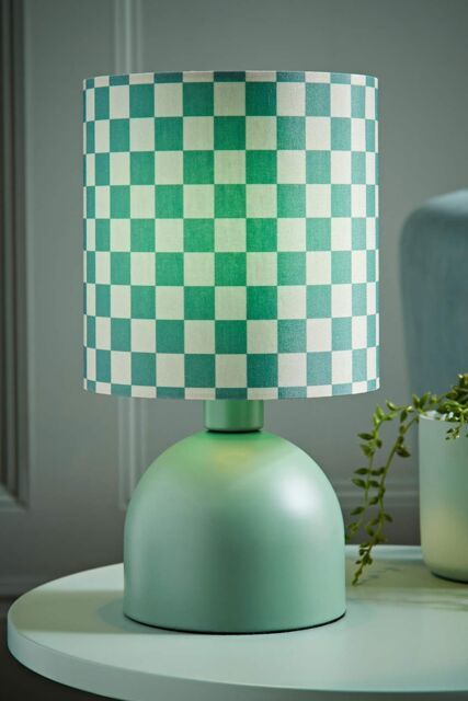ValueLights Mileys Green Checkerboard Drum Lamp Shade Moss Green Table Lamp - image 1