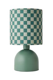 ValueLights Mileys Green Checkerboard Drum Lamp Shade Moss Green Table Lamp - thumbnail 6