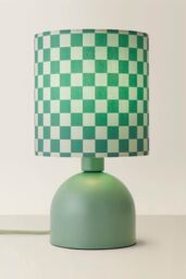 ValueLights Mileys Green Checkerboard Drum Lamp Shade Moss Green Table Lamp - thumbnail 3