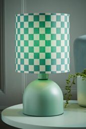ValueLights Mileys Green Checkerboard Drum Lamp Shade Moss Green Table Lamp - thumbnail 1