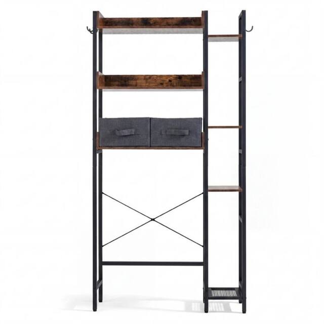 VOGREX 7-Tier Toilet Rack with 2 Fabric Drawers in Brown - image 1