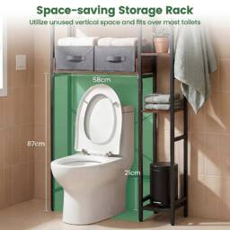 VOGREX 7-Tier Toilet Rack with 2 Fabric Drawers in Brown - thumbnail 4
