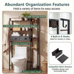VOGREX 7-Tier Toilet Rack with 2 Fabric Drawers in Brown - thumbnail 3