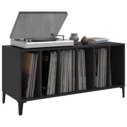 Berkfield Home Record Cabinet Black 100x38x48 cm Engineered Wood - Size: 100 x 38 x 48 cm - thumbnail 4