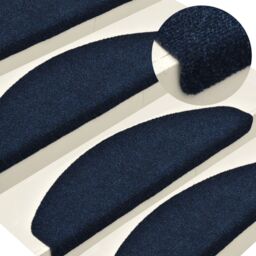Berkfield Home Self-adhesive Stair Mats 10 pcs Navy 65x21x4 cm Needle Punch in Blue - Size: Medium - thumbnail 1