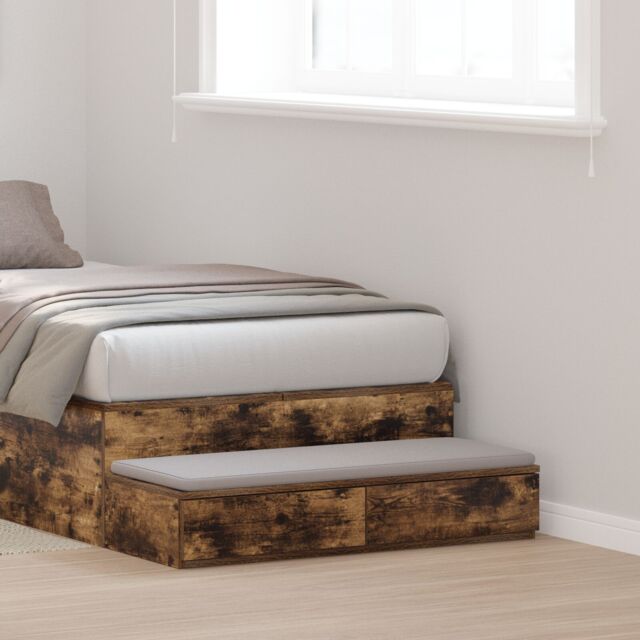 Berkfield Home Bedside Tables Smoked oak Engineered wood 100 x 36.5 x 16.5 cm in Brown - image 1