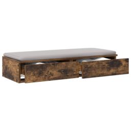 Berkfield Home Bedside Tables Smoked oak Engineered wood 100 x 36.5 x 16.5 cm in Brown - thumbnail 3