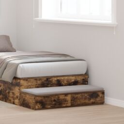 Berkfield Home Bedside Tables Smoked oak Engineered wood 100 x 36.5 x 16.5 cm in Brown - thumbnail 1
