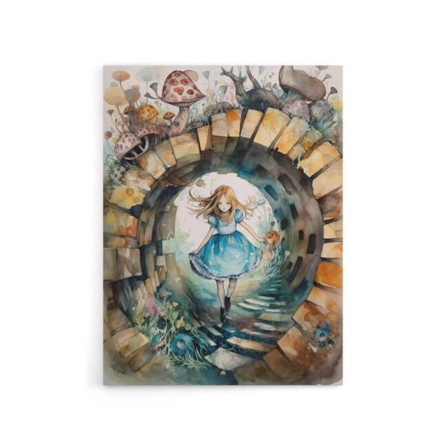 "Artery8 Alice In Wonderland Watercolour Canvas Wall Art Print in Beige - Size: W18"" x H24""" - image 1