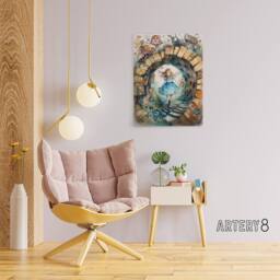 "Artery8 Alice In Wonderland Watercolour Canvas Wall Art Print in Beige - Size: W18"" x H24""" - thumbnail 3