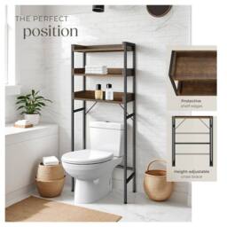 tectake Bathroom Shelf With 3 Tiers Seattle in Brown - thumbnail 5