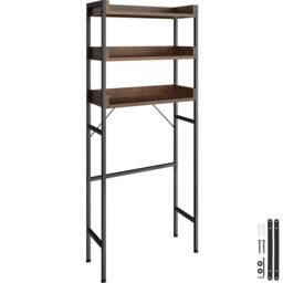 tectake Bathroom Shelf With 3 Tiers Seattle in Brown - thumbnail 1