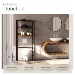 tectake Bathroom Shelf With 3 Tiers Seattle in Brown - thumbnail 3