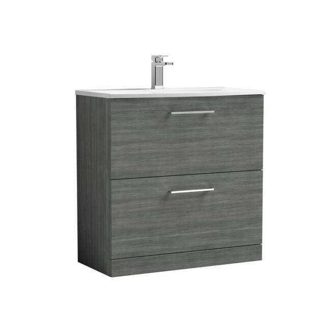 Balterley Bathroom 2 Soft Close Drawer Floor Vanity & Basin, Anthracite, 800mm in Grey - image 1