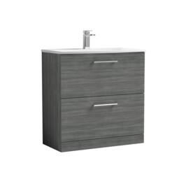 Balterley Bathroom 2 Soft Close Drawer Floor Vanity & Basin, Anthracite, 800mm in Grey - thumbnail 1