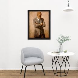 "Artery8 Wall Art Print Shikler Official Portrait US President John Kennedy JFK Painting Large Framed Wall Décor Art in Brown - Size: W18"" x H24""" - thumbnail 2
