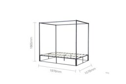 Birlea Four Poster Bed Frame Black Metal 4 Poster Canopy Farringdon - Size: Double - thumbnail 6